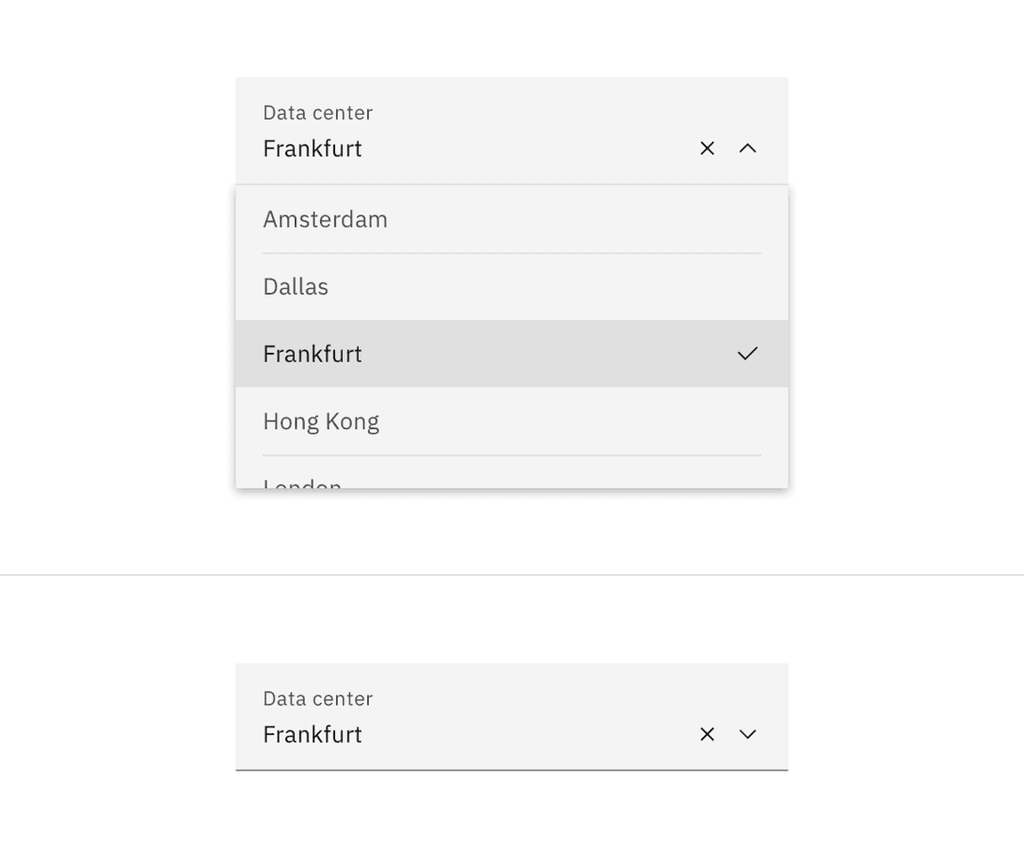 Default combo box selected state.